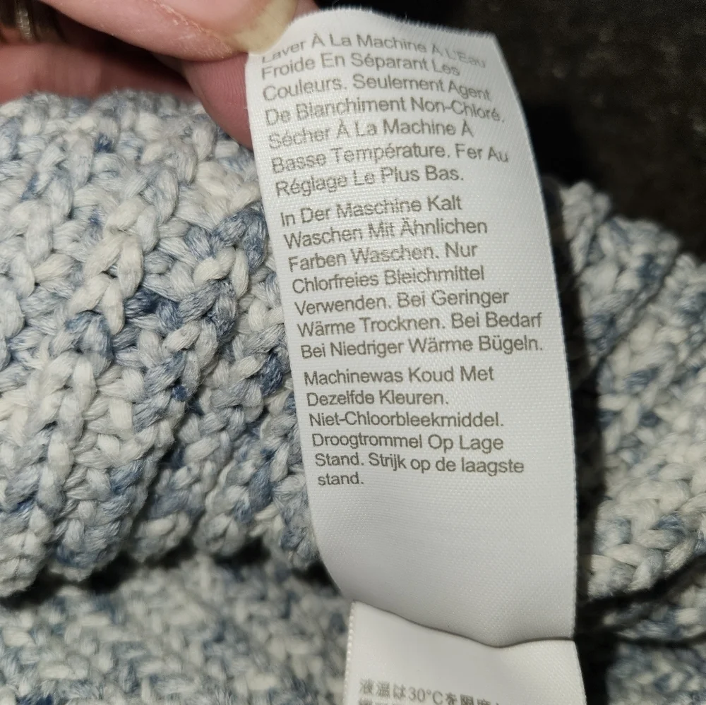 J. Crew Light Blue & White Marled Women's Sweater Size L Warm Lagenlook Comfort